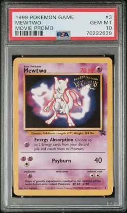 MEWTWO PSA 10 1999 POKEMON GAME WIZARDS BLACK STAR PROMO MOVIE GEM MINT #3 7357 - Image 1