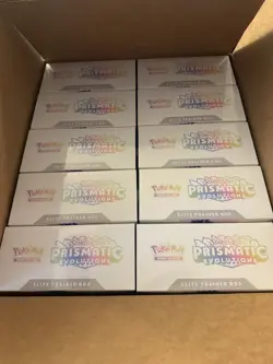 🔥FIRST PRINT OPEN CASE🔥 Lot of 10 Prismatic Evolutions Elite Trainer Boxes! - Image 3