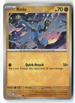 Riolu (Master Ball Pattern) 050/131 Common Prismatic Evolutions Pokemon NM - Image 1