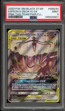 Pokemon Espeon & Deoxys GX Tag Team Powers Coll. Full Art Promo SM240 PSA 9 - Image 1
