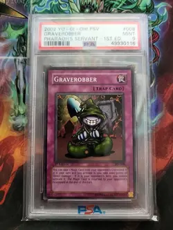 2002 Yugioh PSV-008 Pharoah's Servant Super Rare 1st Edition Graverobber PSA 9 - Image 1