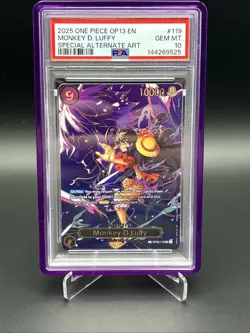 25 ONE PIECE OP13 CARRYING ON HIS WILL OP09-119 MONKEY D LUFFY PSA 10 SP ALT ART - Image 1