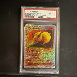 Pokemon 2002 Flareon Legendary Collection Reverse Holo Foil Card PSA 6 10/110 - Image 1