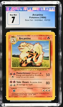 Base Set Arcanine CGC 7.0 1999 23/102 Pokemon Card Classic Blue Label - Image 1