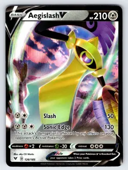 Aegislash V 126/185 2020 Vivid Voltage Pokemon Card TCG Ultra Rare Holo - Nm - Image 1