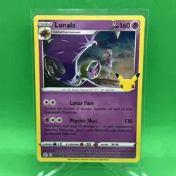 Lunala Holo Rare Celebrations 015/025 Pokemon Trading Card TCG - Image 1