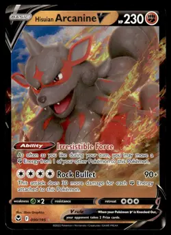 Pokemon TCG Silver Tempest #090/195 Hisuian Arcanine V LP - Image 1