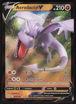 Pokemon TCG SWSH11: Lost Origin #092/196 Aerodactyl V NM - Image 1