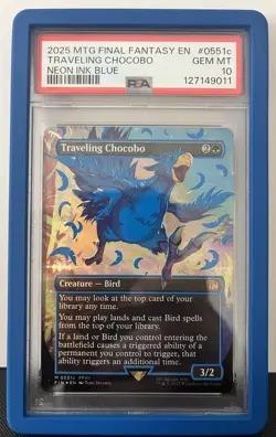 MTG TRAVELING CHOCOBO NEON BLUE PSA GEM 10 FINAL FANTASY W/ GUARD *NO RESERVE* - Image 1