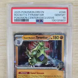 POKEMON CENTER PSA 10 Team Rocket's Tyranitar 096/182 Cosmos Stamped Promo Card - Image 2