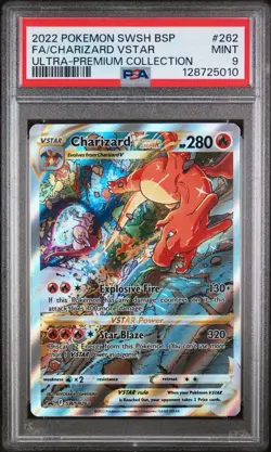 2022 POKEMON SWSH BLACK STAR PROMO #262 FULL ART/CHARIZARD VSTAR PSA 9 - Image 1