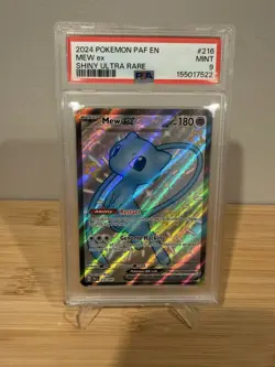 Pokemon TCG SV: Paldean Fates Mew ex 216/091 Full Art Holo PSA 9 (2024) - Image 1