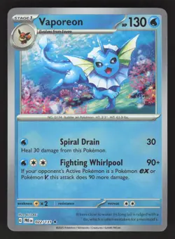 Vaporeon (Poke Ball) 022/131 Pokemon Prismatic Evolutions NM - Image 1