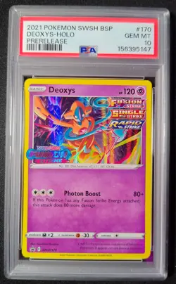 PSA 10 Deoxys Prerelease Holo Stamped Promo SWSH170 Pokemon Fusion Strike 2021 - Image 1