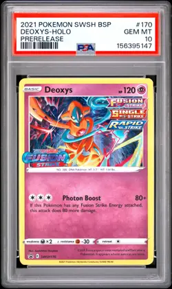 PSA 10 Deoxys Prerelease Holo Stamped Promo SWSH170 Pokemon Fusion Strike 2021 - Image 3