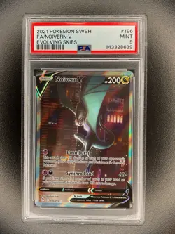 2021 Pokemon SWSH FA / Noivern V Evolving Skies #196 PSA 9 - Image 1
