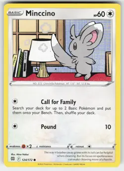 Minccino 124/172 Common Brilliant Stars Pokemon Near Mint - Image 1