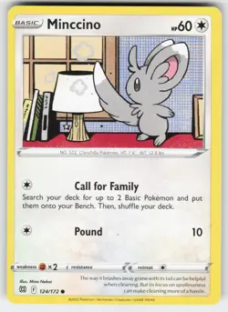 Minccino 124/172 Common Brilliant Stars Pokemon Near Mint - Image 1