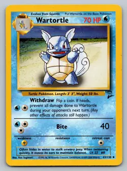 Wartortle 63/130 Uncommon Base Set 2 Pokemon Heavily Played - Image 1