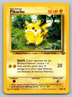 Pikachu 60/64 Common Jungle Pokemon Unlimited Heavily Played - Image 1