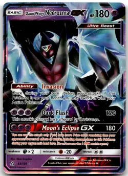 Dawn Wings Necrozma GX 63/156 Holo GX Rare Ultra Prism Pokemon Holo Near Mint - Image 1