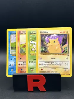 Pokemon TCG Squirtle Charmander Bulbasaur Pikachu Base Set 2 Starters LP-MP - Image 1