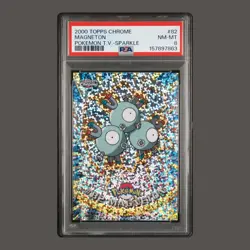 2000 Topps Chrome Pokemon T.V Magneton Sparkle Foil #82 - PSA 8 Graded - Image 1