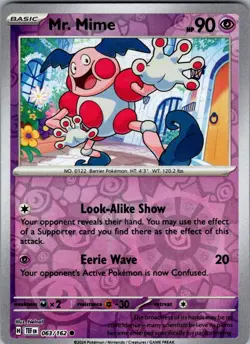 Mr. Mime Temporal Forces 063/162 Common Reverse Holo Pokemon Near Mint - Image 1