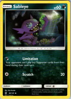 Sableye Guardians Rising 80/145 Uncommon Pokemon Near Mint - Image 1