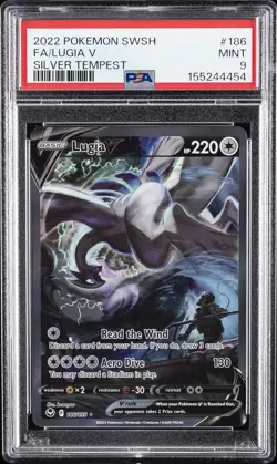 2022 POKEMON SWORD & SHIELD SILVER TEMPEST #186 FULL ART/LUGIA V PSA 9 - Image 1