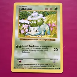 1999 Pokemon Base Set Bulbasaur 1st Edition Shadowless 44/102 LP - Image 2