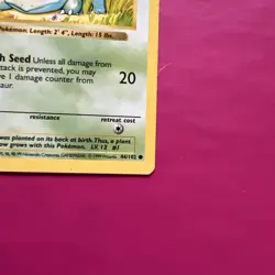 1999 Pokemon Base Set Bulbasaur 1st Edition Shadowless 44/102 LP - Image 5