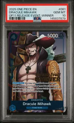 2025 ONE PIECE PROMOS #081 DRACULE MIHAWK PSA 10 - Image 1