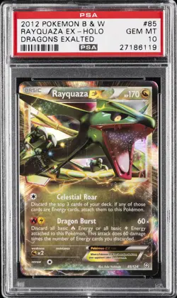 2012 POKEMON BLACK & WHITE DRAGONS EXALTED #85 RAYQUAZA EX PSA 10 - Image 1
