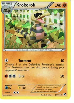 POKEMON BLACK AND WHITE EXPANSION CRACKED ICE HOLO CARD 64/114 KROKOROK ex - Image 2