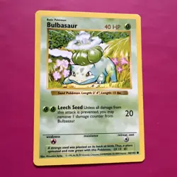 1999 Pokemon Base Set Bulbasaur 1st Edition Shadowless 44/102 NM+ Near Mint! - Image 2