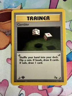 Gambler 60/62 Common - Fossil - Pokemon Card - LP - Image 1