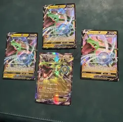 Rayquaza Pokemon Card Lot V x3 + EX XY73 Holo Rare Bundle - Image 1