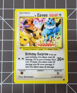 Custom Fanmade Eevee Birthday Pokemon Card - Image 1