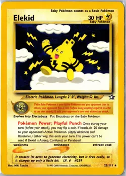Pokemon Card - Elekid Neo Genesis 22/111 2000 Rare Unlimited Lightly Played - Image 1