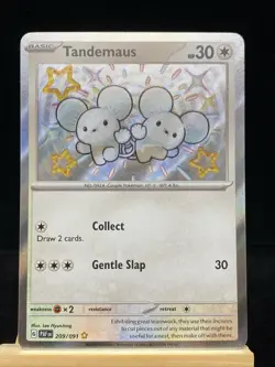 Pokemon TCG: Paldean Fates (209/091) Tandemaus Baby Shiny Holo Rare (NM) - Image 1