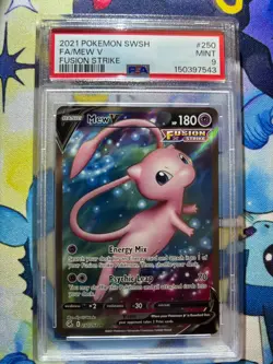 2021 POKEMON SWORD & SHIELD FUSION STRIKE #250 FULL ART/MEW V PSA 9 - Image 1