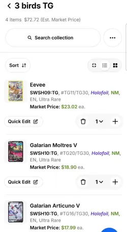Pokemon Trainer Gallery 3 Birds Galarian Moltres Zapdos Articuno and Eevee NM - Image 2