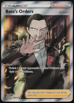 Boss's Orders 189/192 Ultra Rare Full Art Rebel Clash Pokemon NM/LP - Image 1