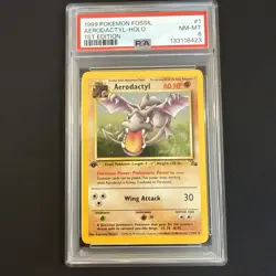 Pokemon Aerodactyl 1/62 Fossil Holo 1st Edition PSA 8 1999 - Image 1