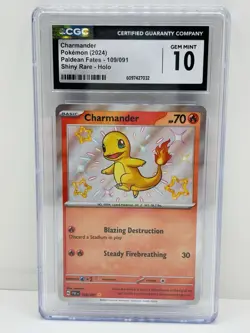 Charmander Pokemon (2024) Paldean Fates - 109/091 Shiny Rare - Holo Gem Mint 10 - Image 1