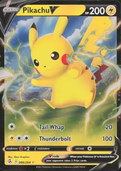 Pikachu V 086/264 Holo V Rare Fusion Strike Pokemon Near Mint - Image 1