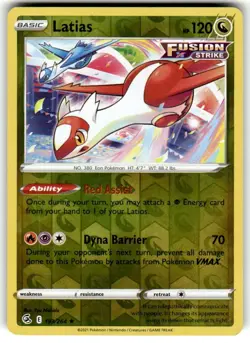 Pokemon Card Latias Fusion Strike Reverse Holo Rare 193/264 Near Mint - Image 1