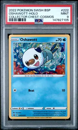 Oshawott Holo 222 Collector Chest-cosmos Black Star Promo PSA 9 - Big Swirl - Image 1