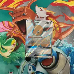 Eevee GX FULL ART HOLO RARE SM242 (NM) Black Star PROMO Pokemon Cards - Image 1